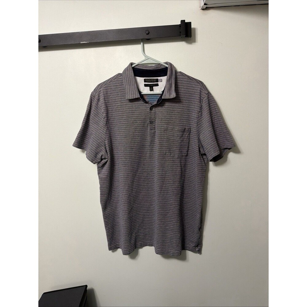 Banana Republic Polo Shirt Mens XL Gray Blue Performance Pique Standard Fit